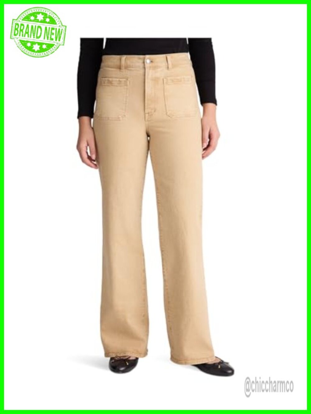 Wide-Leg Palazzo Pants Mid Rise Pleated Cotton Blend